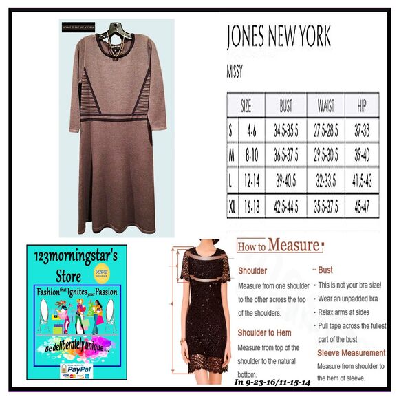 JONES NEW YORK NEW Minimalist Chic Geometric Stripe 3/4-Sleeve Sweater Dress - Picture 12 of 12